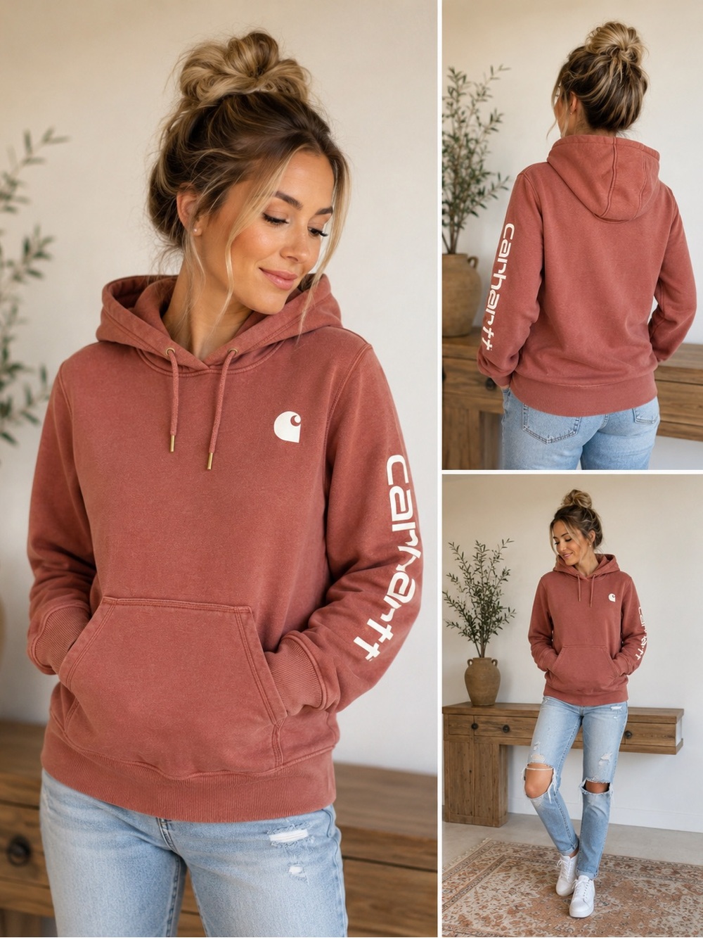 Carhartt Women's Rust Red-Brown Pullover Hoodie